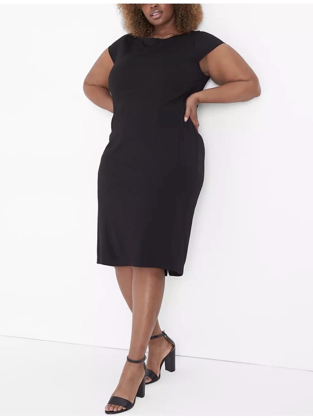 LANE BRYANT WOMEN'S BLACK CAP SLEEVE BOATNECK SHEATH DRESS NWT